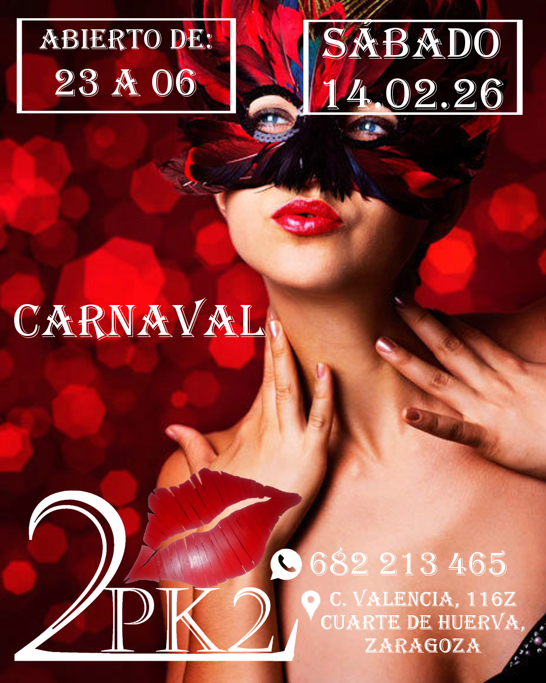 sabado 14 de febrero de 2026 noche de carnaval en pk2 zaragoza local de ambiente liberal