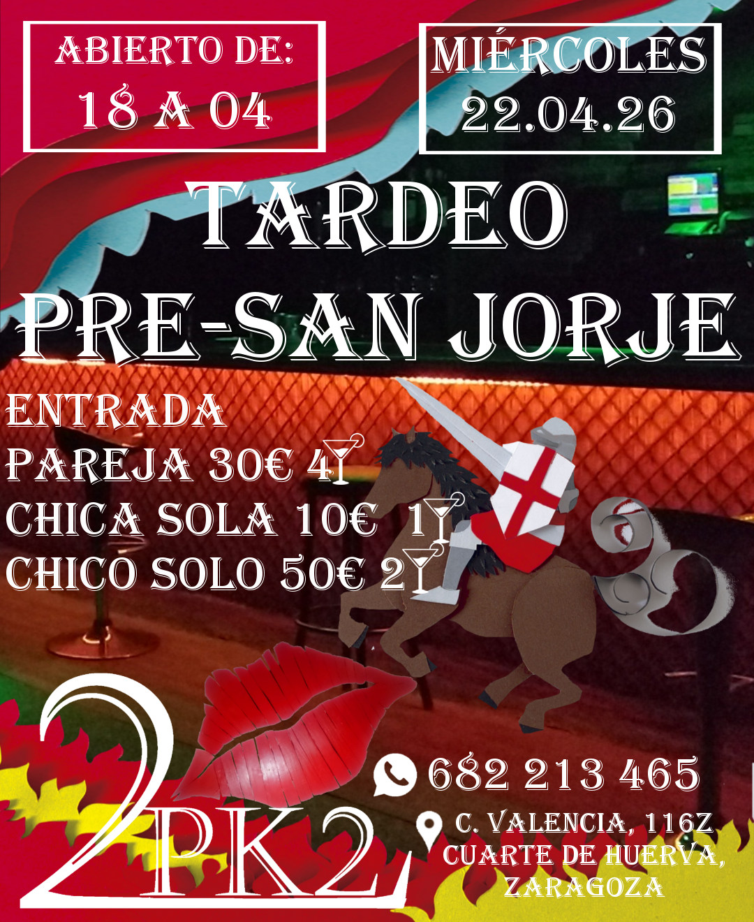 miercoles 22 de abril de 2026 tardeo pre san jorge en pk2 zaragoza local de ambiente liberal parejas swinger
